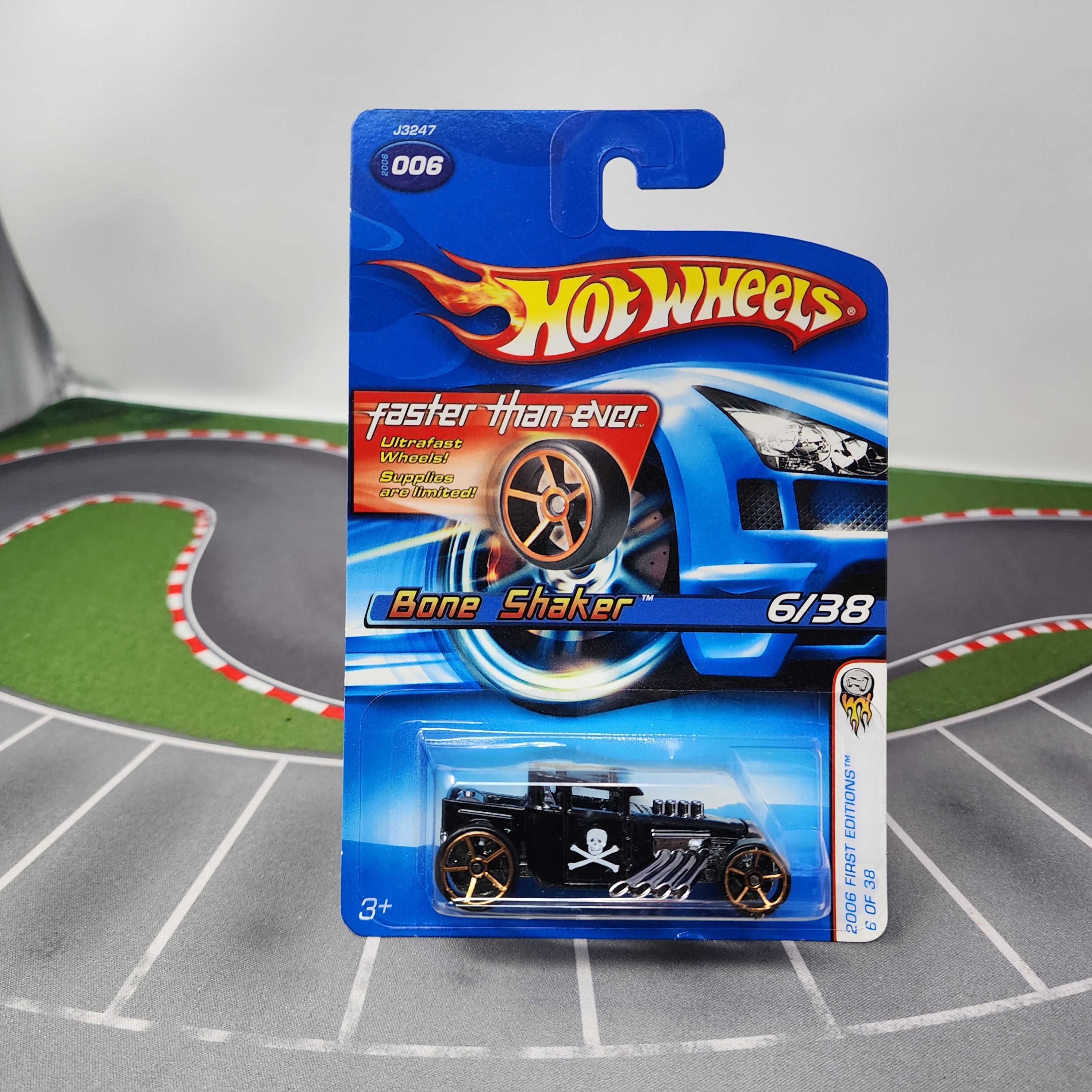 Bone Shaker #6 * Black w/ FTE Rims * Hot Wheels 2006