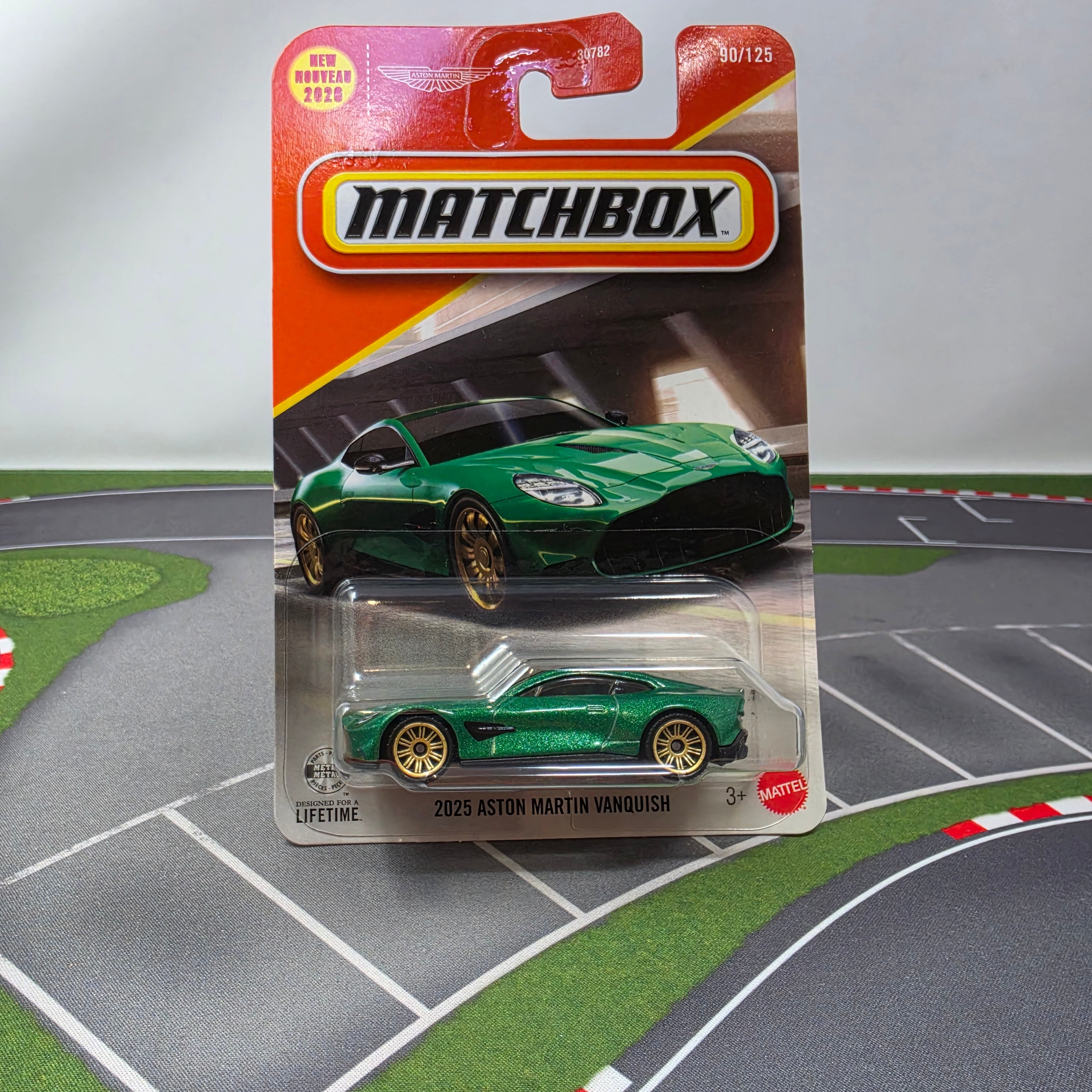 2025 Aston Martin Vanquish #90 * GREEN * 2026 Matchbox Basic Case
