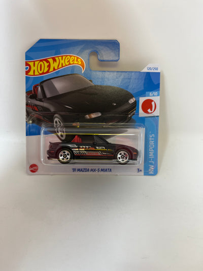 SHORT CARD * '91 Mazda MX-5 Miata #120 * Black * 2024 Hot Wheels Basic Case E