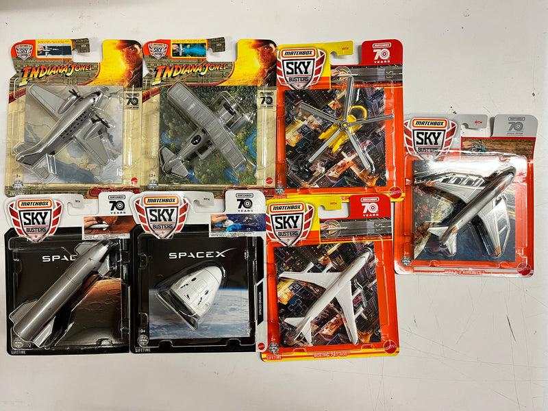 Complete Set of 7 * 2023 Matchbox Sky Busters NEW! Case J Spacex & Indiana Jones