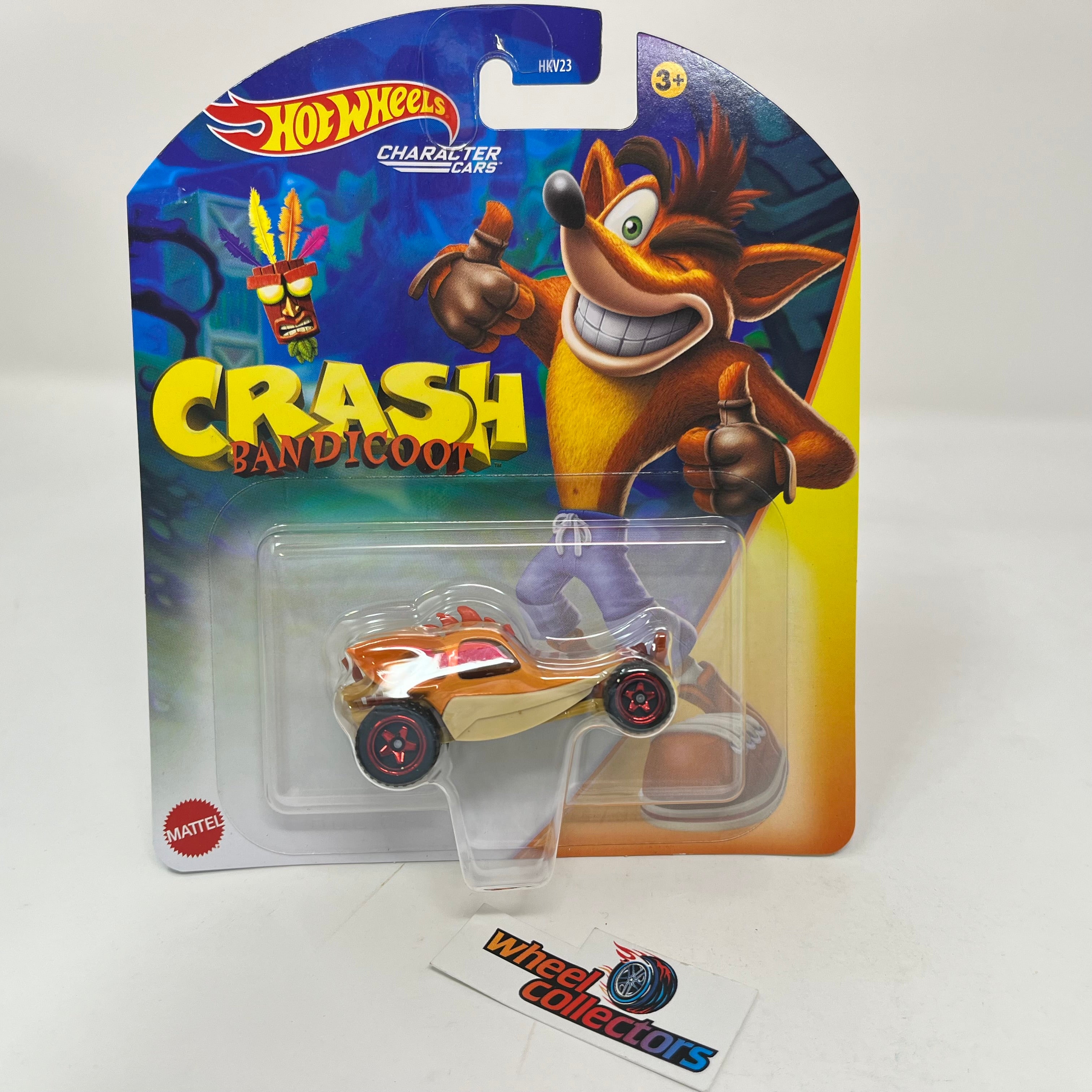 Hot Wheels Crash Bandicoot Character Car, 1:64 Scale Toy Collectible 