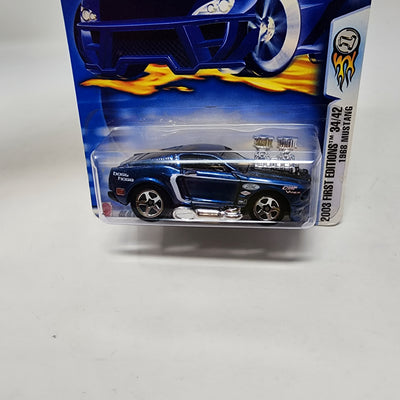 1968 Mustang #46 * Blue w/ Boss Hoss Tampo * 2003 Hot Wheels