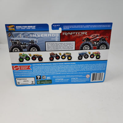 2 Pack * Silverado & F150 Raptor * Hot Wheels Monster Jam