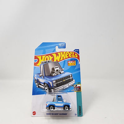 Toon'd '83 Chevy Silverado #104 * Blue/White * 2022 Hot Wheels