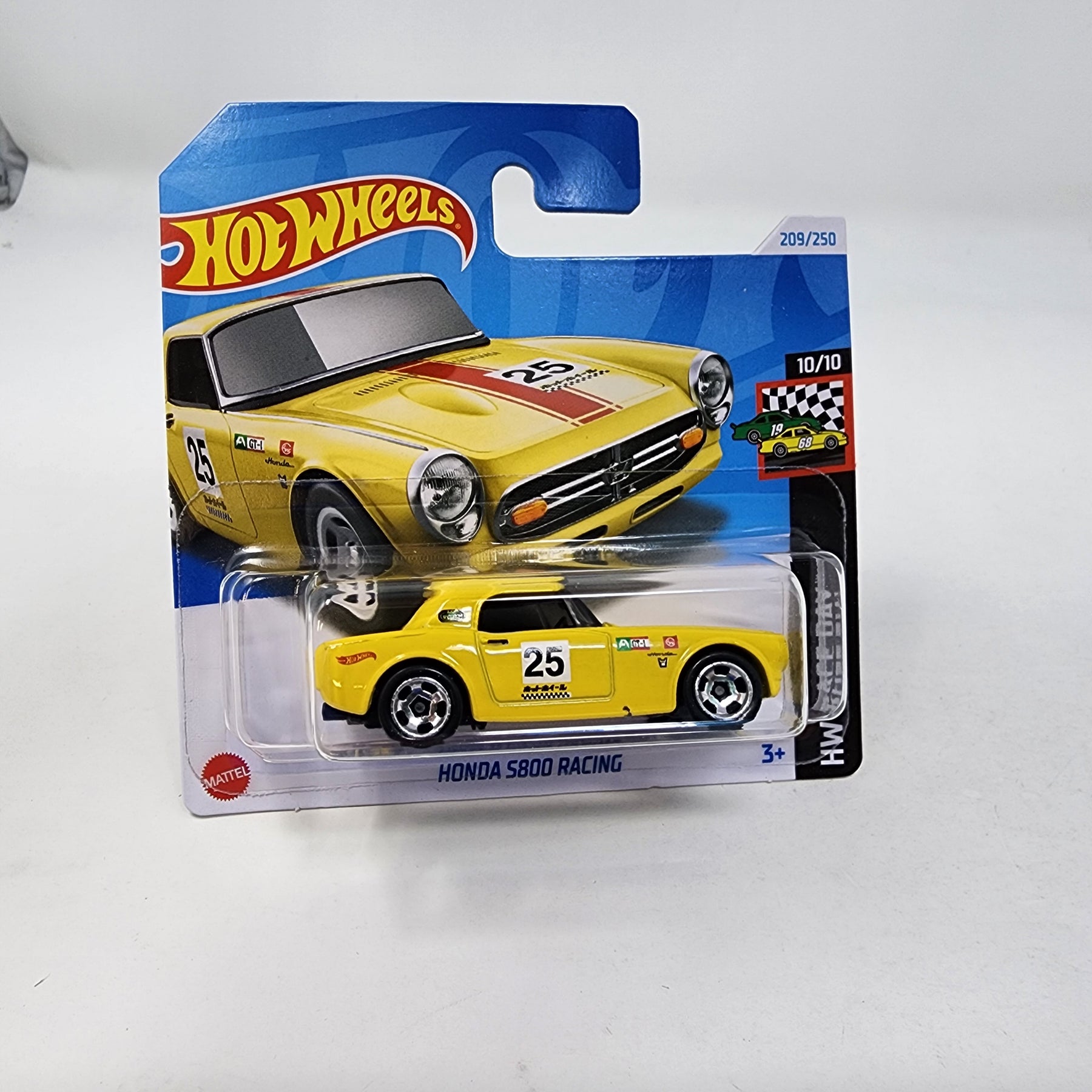 Short Card Honda S800 Racing #209 YELLOW 2024 Hot Wheels