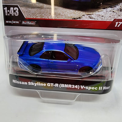 Nissan Skyline GT-R BNR34 V-Spec Nur * BLUE * 2024 Hot Wheels 1:43 Scale Series Case F