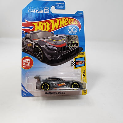 '16 Mercedes-AMG GT3 #72 * Grey * 2018 Hot Wheels w/ Holo Sticker