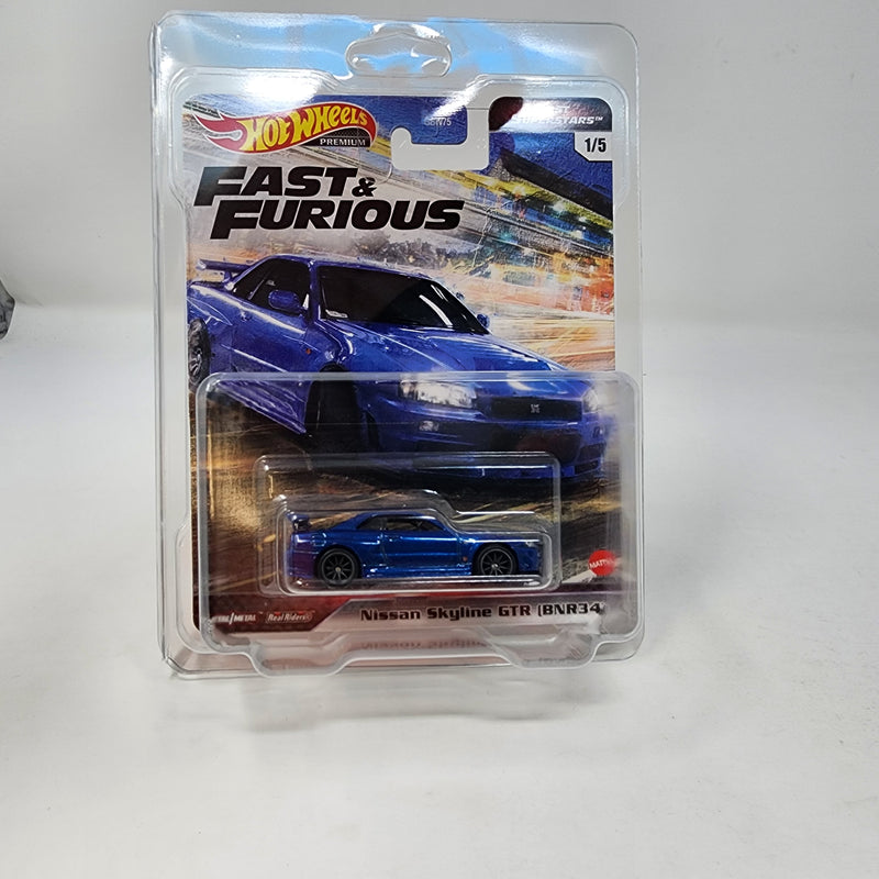 Nissan Skyline GT-R BNR34 * BLUE * Hot Wheels Fast & Furious Fast Superstars