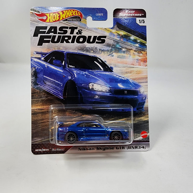 Nissan Skyline GT-R BNR34 * BLUE * Hot Wheels Fast & Furious Fast Superstars