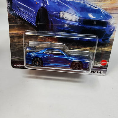 Nissan Skyline GT-R BNR34 * BLUE * Hot Wheels Fast & Furious Fast Superstars