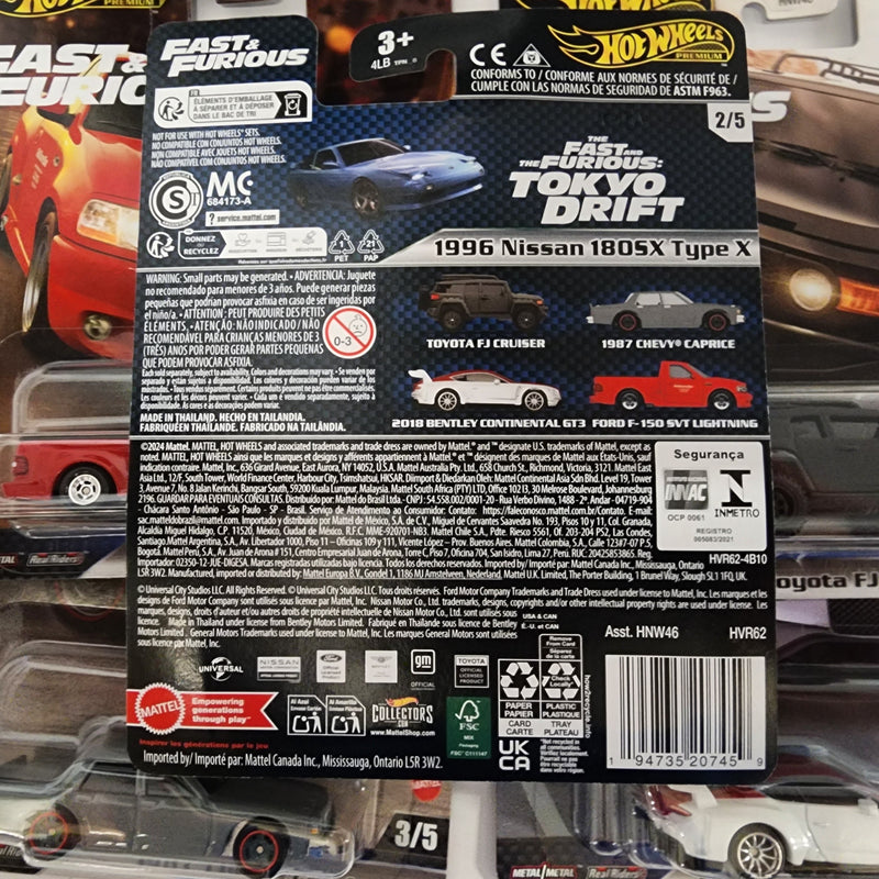 Case H * 5 Car Set Furious * 2024 Hot Wheels Premium Fast & Furious w/ 180SX & FJ