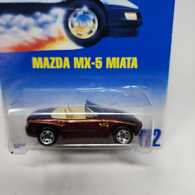 Mazda MX-5 Miata #172 * Burgundy w/ 5sp Rims * Hot Wheels Blue Card