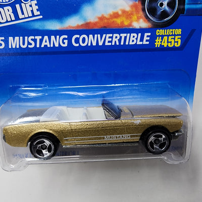 '65 Mustang Convertible #455 * Gold w/ 3sp Rims * Hot Wheels Blue Card