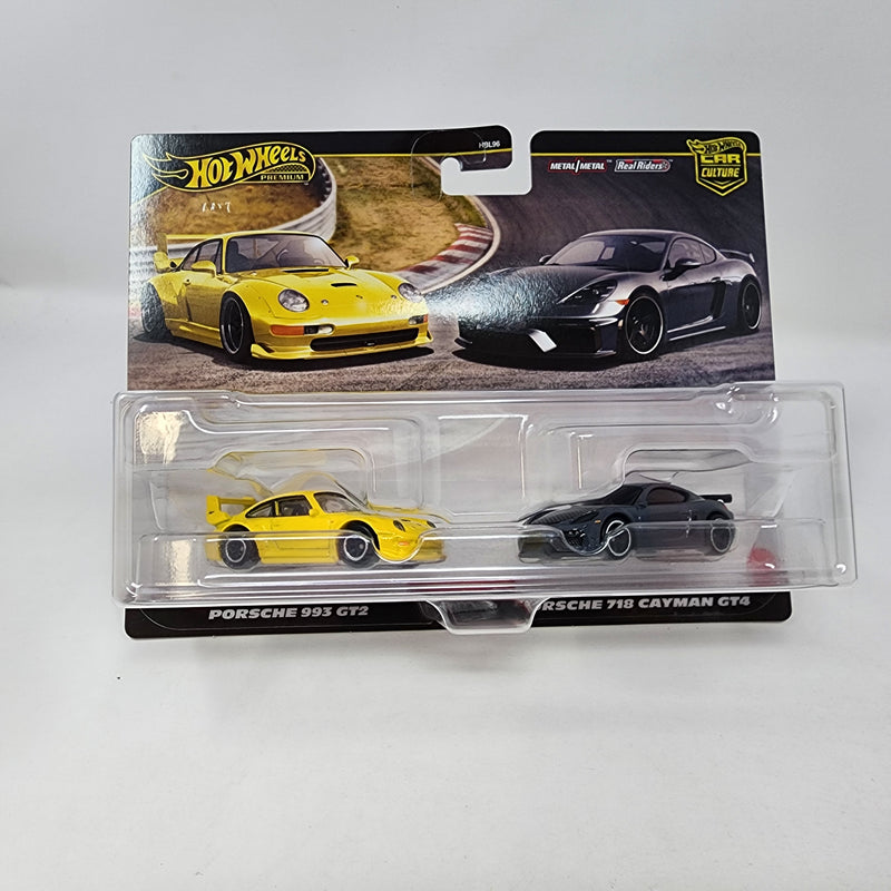 2-Pack * Porsche 993 GT2 & Porsche 718 Cayman GT4 * 2024 Hot Wheels 1:64 Scale Case P