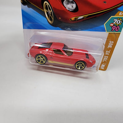 '71 Lamborghini Miura SV #78 * Red * 2025 Hot Wheels Case D * LONG Card