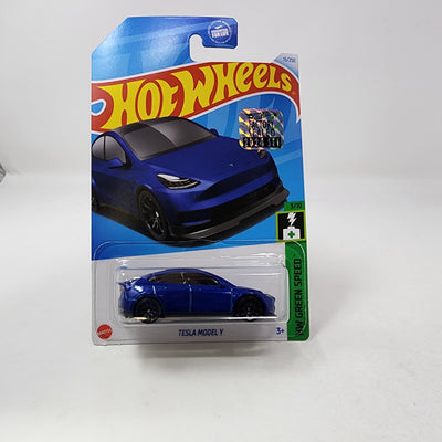 Tesla Model Y #15 * BLUE * 2024 Hot Wheels Basic w/ Factory Holo