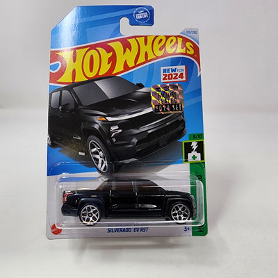 Silverado EV RST #110 * Black * 2024 Hot Wheels Basic w/ Factory Holo