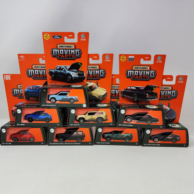 Moving Parts * Complete 8 Car Set Case B * 2025 Matchbox Moving Parts Case B