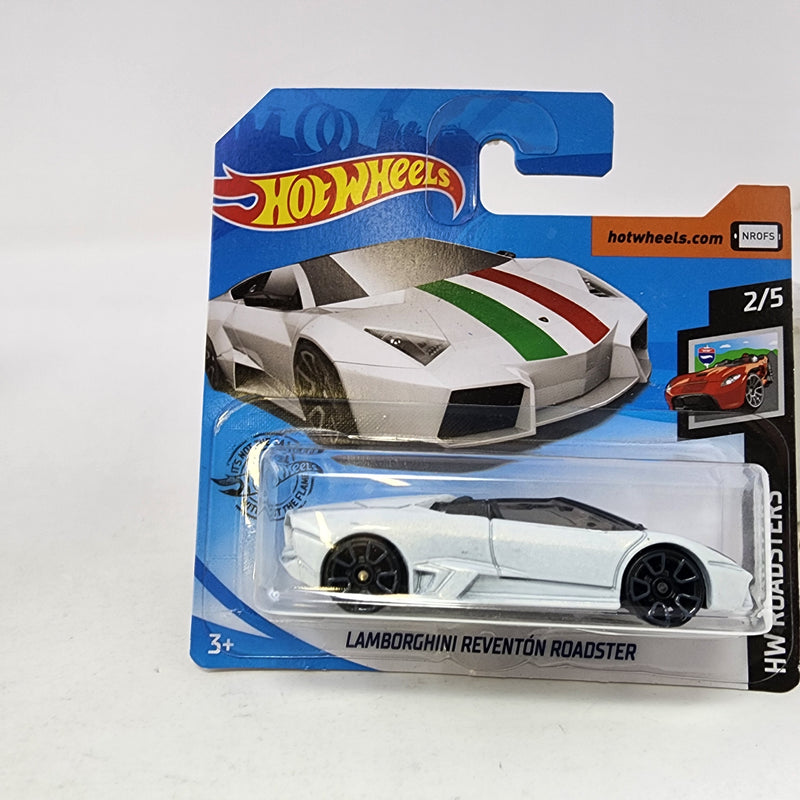 Lamborghini Reventon Roadster * WHITE * Hot Wheels Short Card