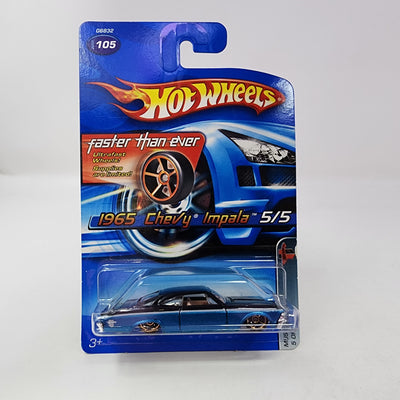 1965 Chevy Impala #105 * Blue w/ FTE Rims * Hot Wheels 2005