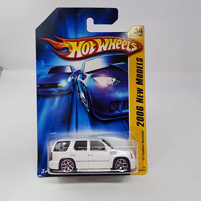 '07 Cadillac Escalade #34 * WHITE w/ Y5 Rims * Hot Wheels 2006