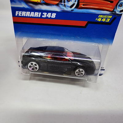 Ferrari 348 #443 * Black w/ 5 Dot Rims * 1998 Hot Wheels