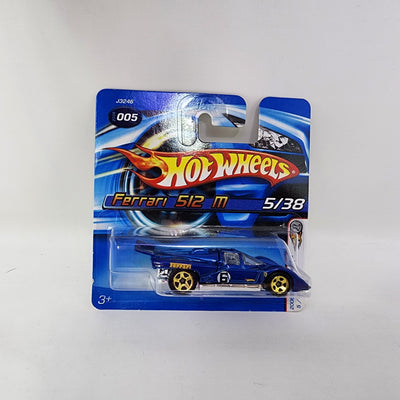 Ferrari 512 M #5 * Blue * 2006 Hot Wheels Short Card