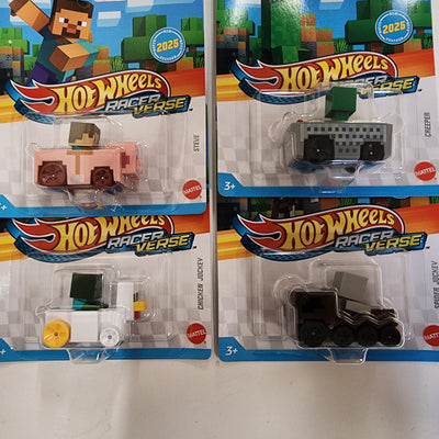 New! Complete 4 Car Set * Minecraft * 2025 Hot Wheels Racer Verse Case J * NEW!