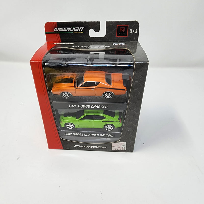 2 Pack Dodge * Greenlight 1971 Dodge Charger & 2007 Charger Daytona