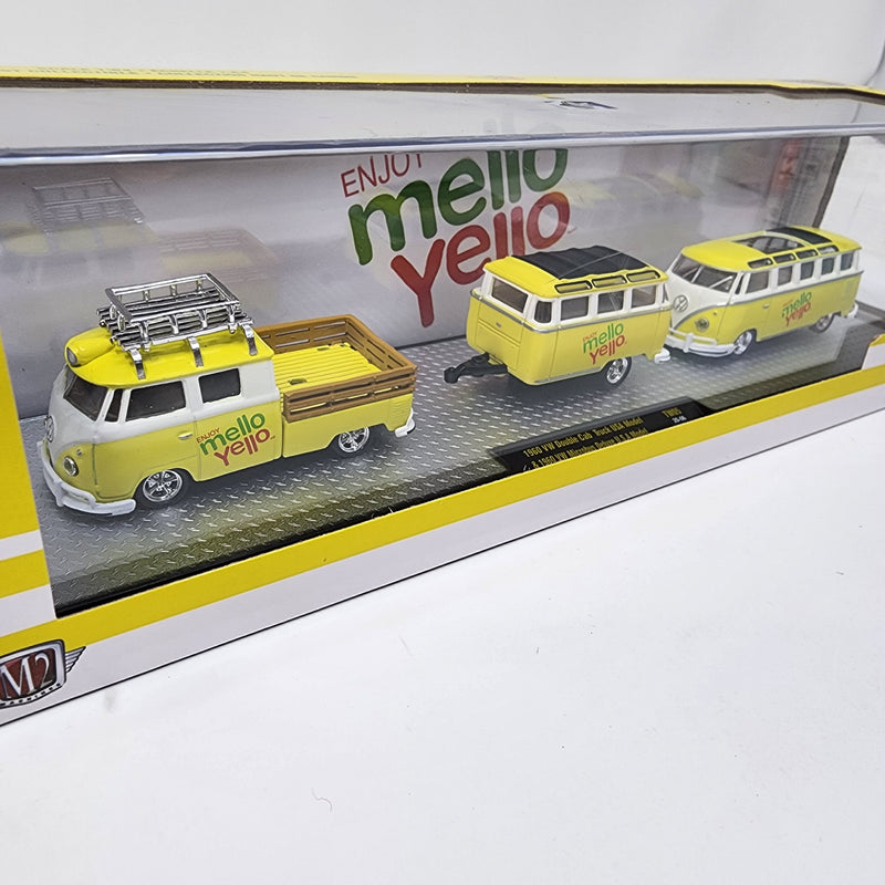 Mello Yello 1960 VW Double Cab Truck USA Model & 1960 VW * M2 Machines Auto-Haulers