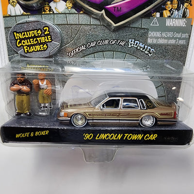 '90 Lincoln Town Car * Gold * Homie Rollers  Jada Toys 1:64 Scale