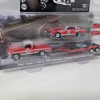 1967 Ford F-100 & 1967 Mercury Cougar w/ Flatbed * Greenlight Hitch & Tow Racing