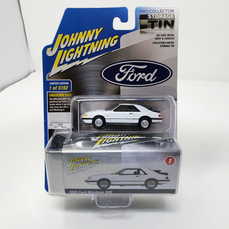 1985 Ford Mustang SVO * White * Johnny Lightning Storage Tin Series