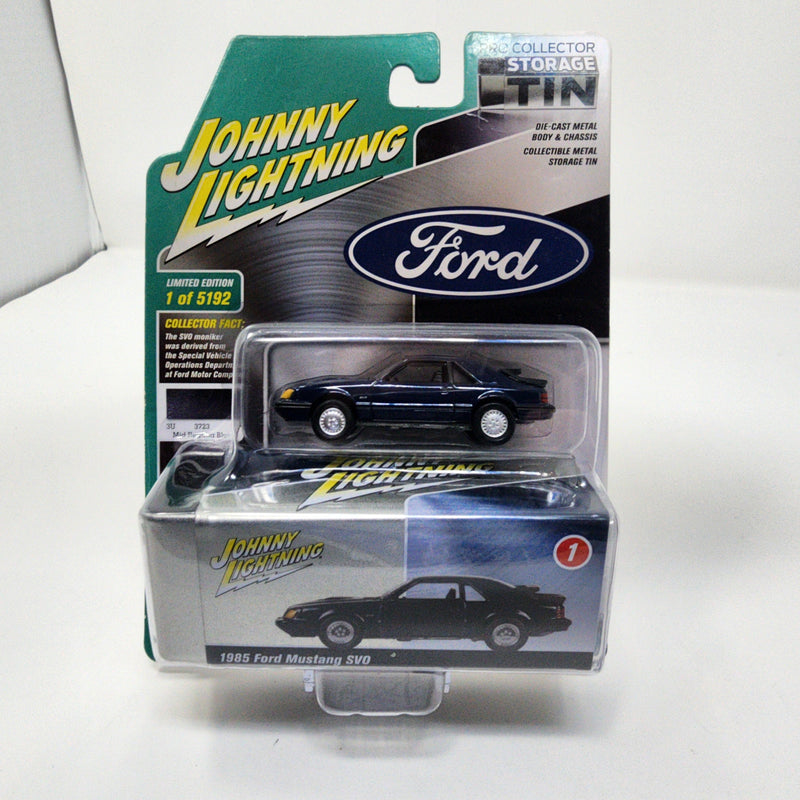 1985 Ford Mustang SVO * Dark Blue * Johnny Lightning Storage Tin Series