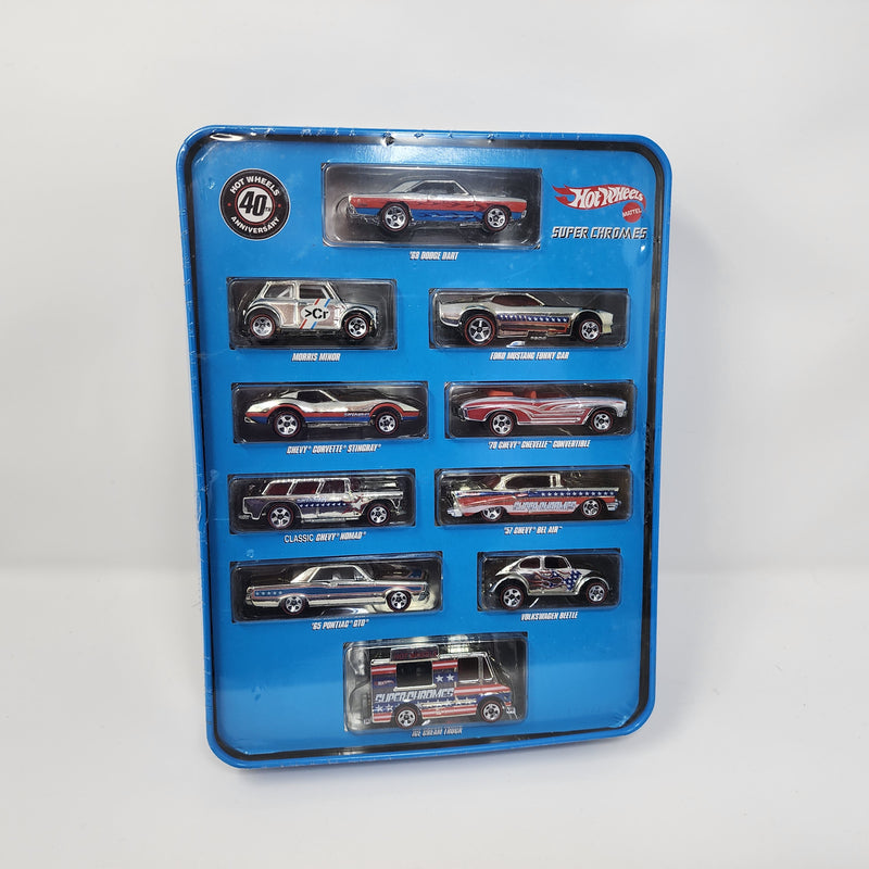 Super Chromes 40th Anniversary 10 Car Set in Metal Tin * Hot Wheels