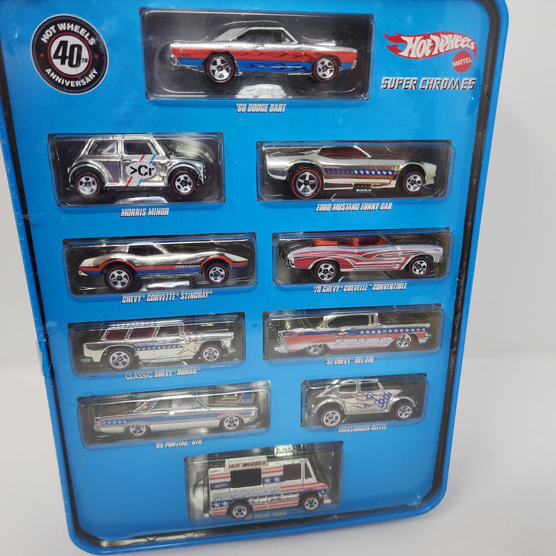 Super Chromes 40th Anniversary 10 Car Set in Metal Tin * Hot Wheels