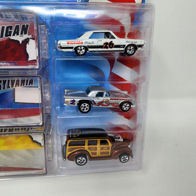 3 Pack * California, Pennsylvania, Michian * Hot Wheels Connect Cars