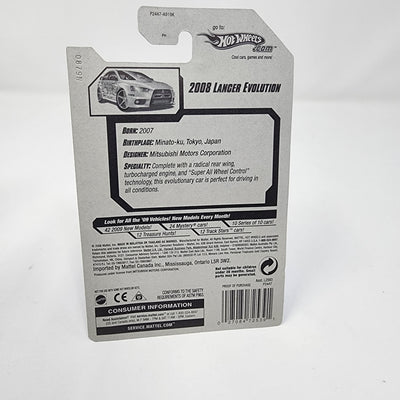 2008 Lancer Evolution #127 * WHITE Walmart Only * Hot Wheels 2009