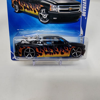 Chevy Silverado #117 * Black w/ Flames * Hot Wheels 2009