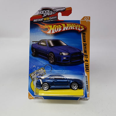 Nissan Skyline GT-R R34 #7 * Blue * Hot Wheels 2010 w/ Keys to Speed Key Chain