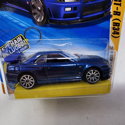 Nissan Skyline GT-R R34 #7 * Blue * Hot Wheels 2010 w/ Keys to Speed Key Chain