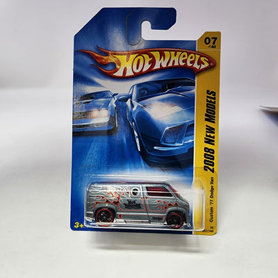 Custom '77 Dodge Van #7 * Grey * Hot Wheels 2008 New Models