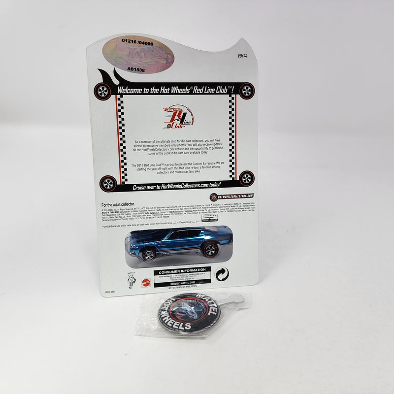 Custom Plymouth Barracuda Blue * Hot Wheels Red Line Club RLC Exclusive