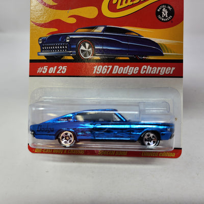1967 Dodge Charger #5 * Blue * Hot Wheels Classics Series
