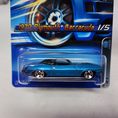 1970 Plymouth Barracuda #61 * BLUE * Hot Wheels 2006