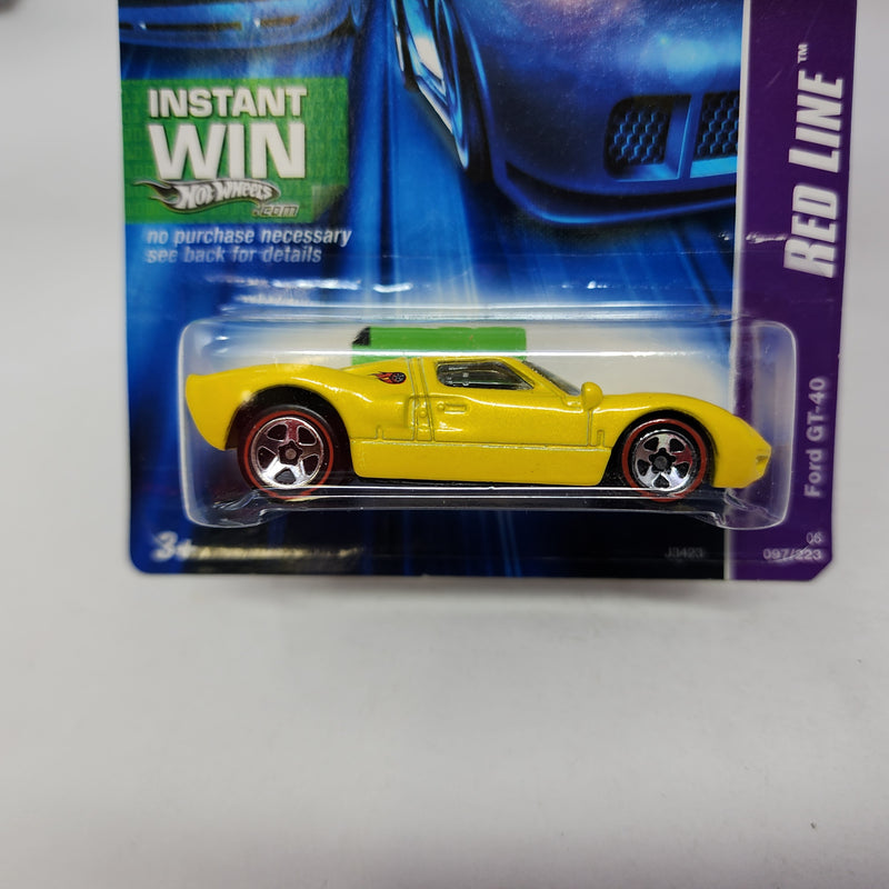 Ford GT-40 * Yellow w/ Red Line Tires * Hot Wheels 2006