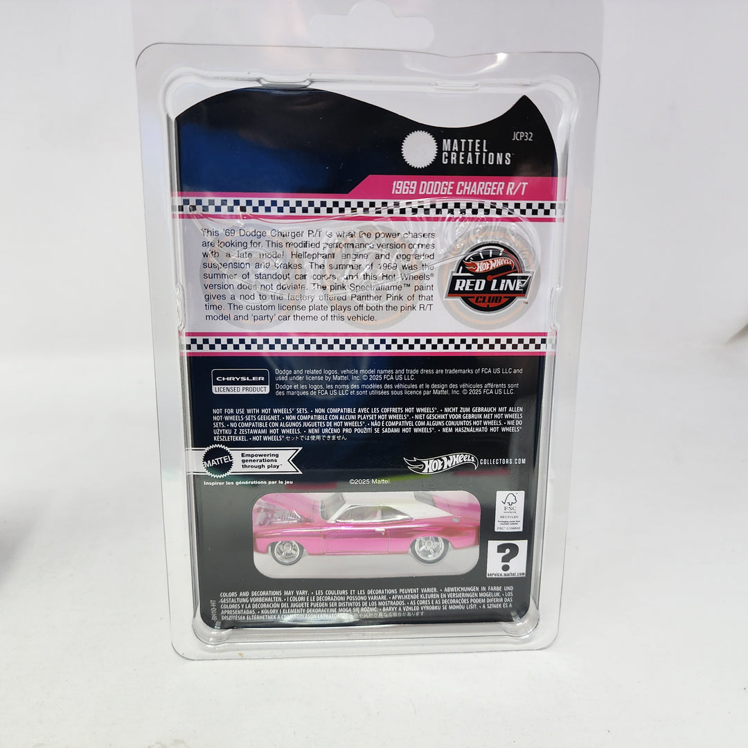 1969 Dodge Charger R/T * PINK * Hot Wheels Redline Club RLC