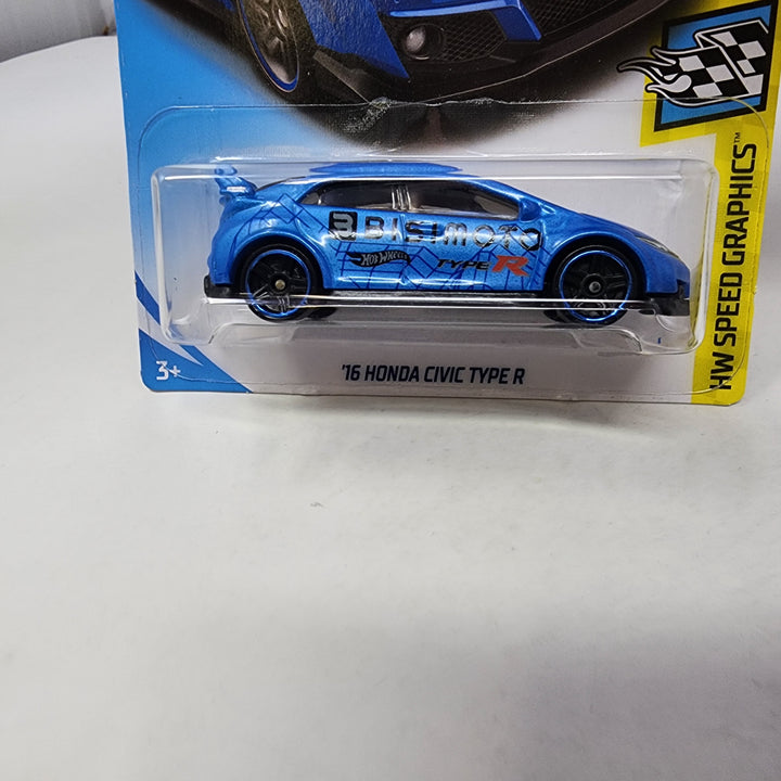 16 Honda Civic Type R #245 * BLUE * Hot Wheels 2018