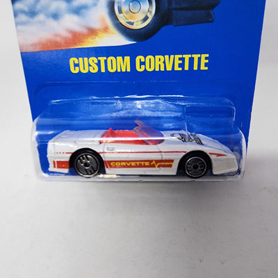 Custom Corvette #200 * WHITE * Hot Wheels Blue Card