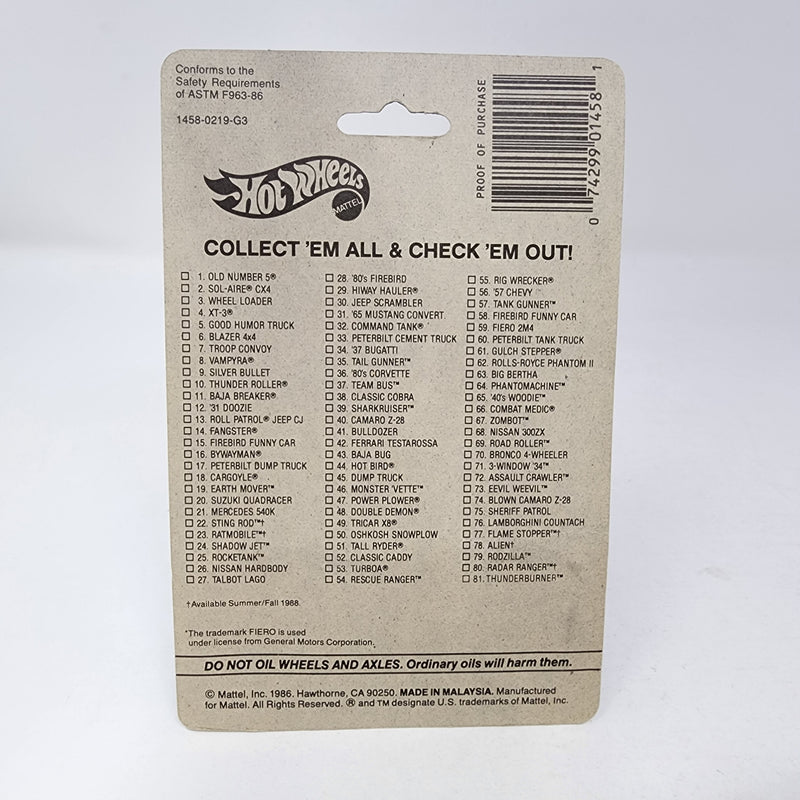 Fiero 2M4 1458 * Hot Wheels 1986 Malaysia